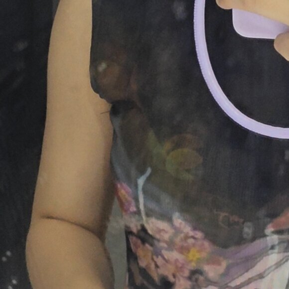 Idle /Artistic Watercolor Mesh Mock Neck Maxi Dress XL - Picture 3 of 5